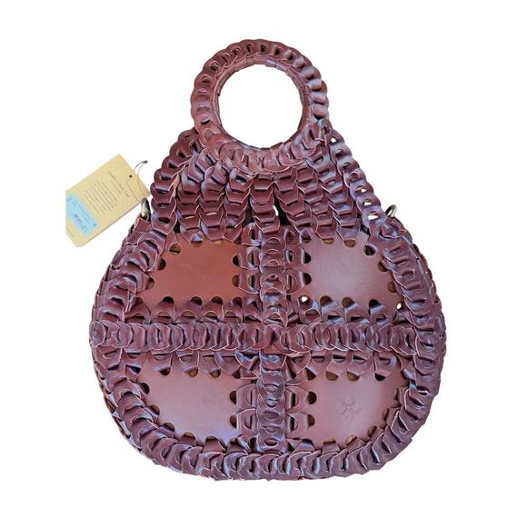 Patricia Nash Italian Leather Slouchy Chain Hobo Tote Bag NWT Boho Festival - Picture 5 of 6